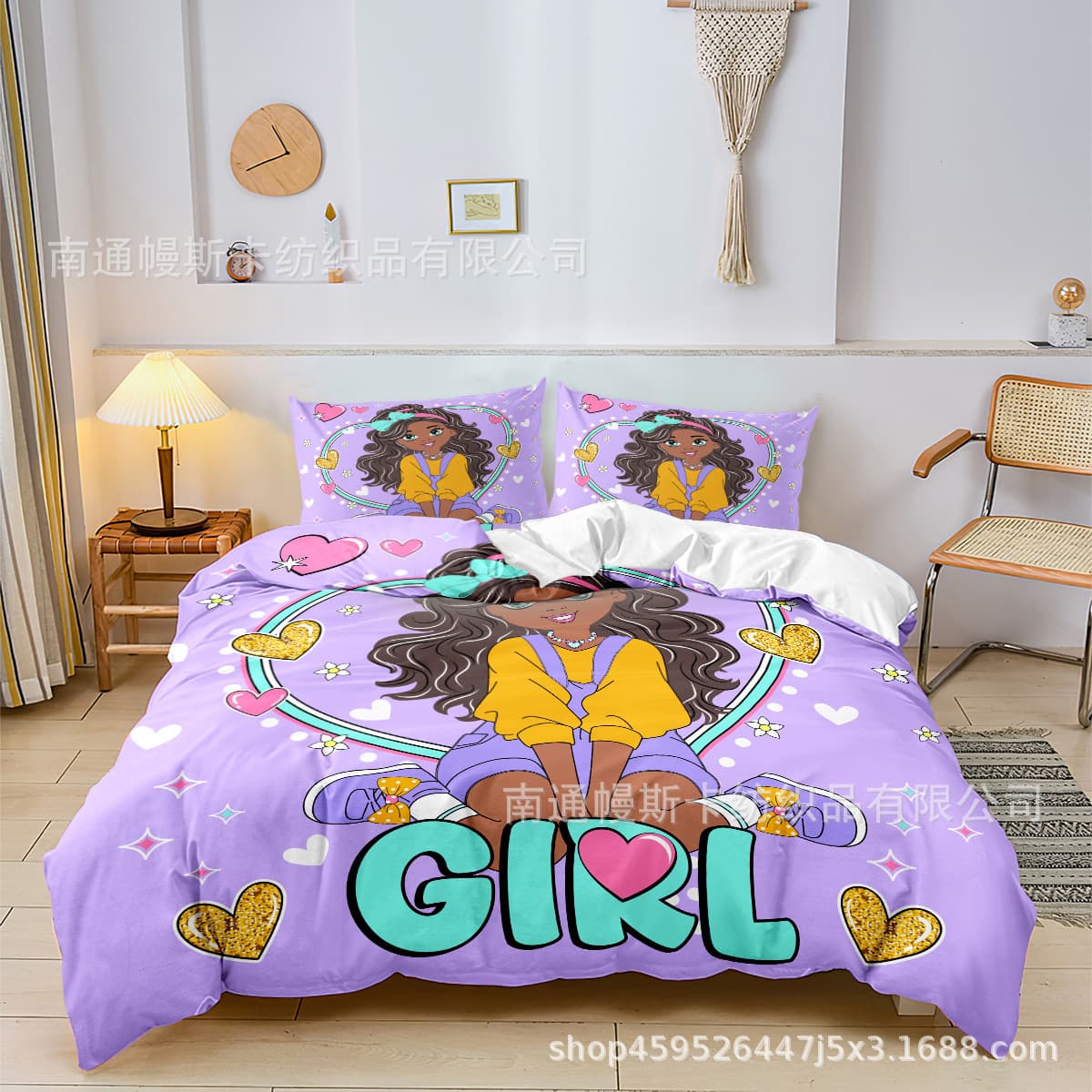 Black girl quilt cover European and American cross-border foreign trade exclusively for Amazon Walmart digital printing duvet cover customization