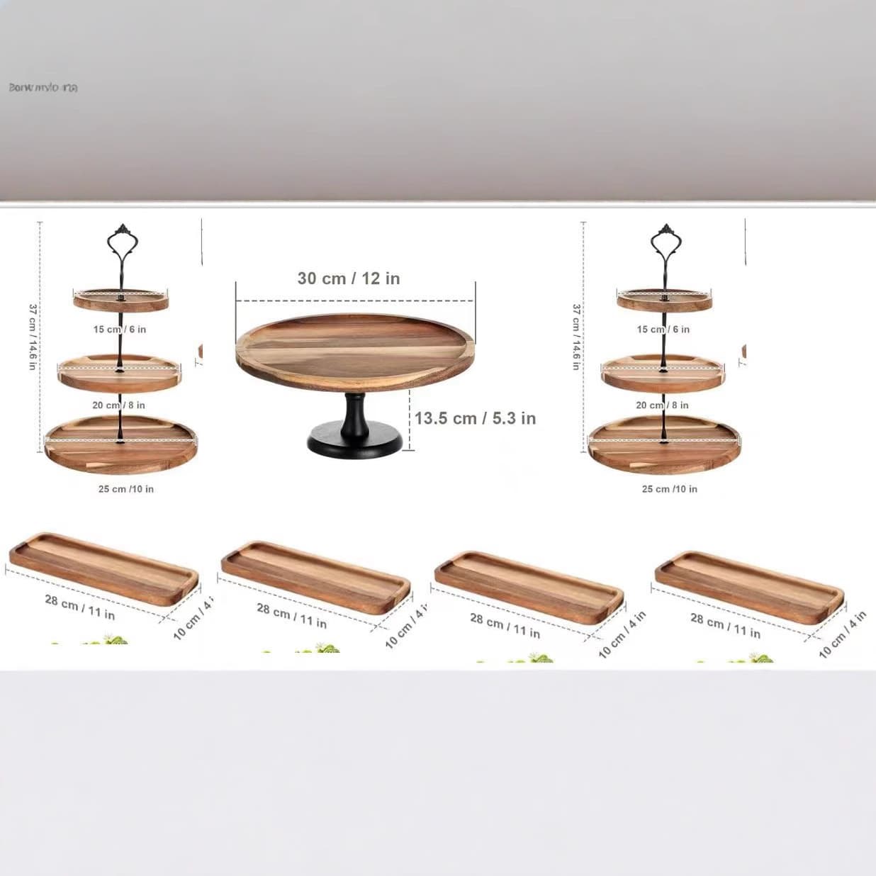 Simple Double-Layer Dried Fruit Tray, Living Room Fruit Storage Tray, Three-Layer Candy Snack Tray, Multi-Layer Wooden Plate