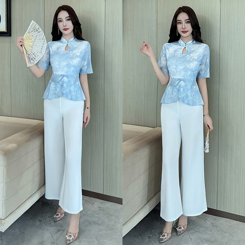 2026 New Chinese Style Modified Cheongsam Set Beautician Work Uniform Foot Massage Therapist Uniform A5886#