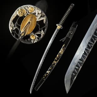 Wholesale Handmade Clay Tempered Japanese Sword Integrated Samurai Long Sword Longquan Katana Unsharpened