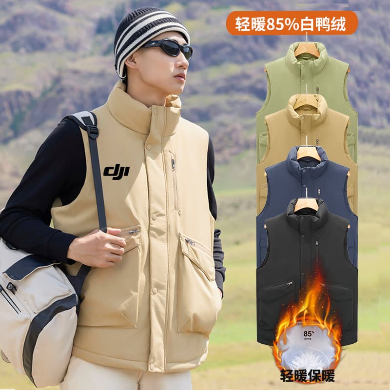 Mountain-style multi-pocket sleeveless vest, cross-border white duck down vest, outdoor workwear down vest, men's high-end custom style