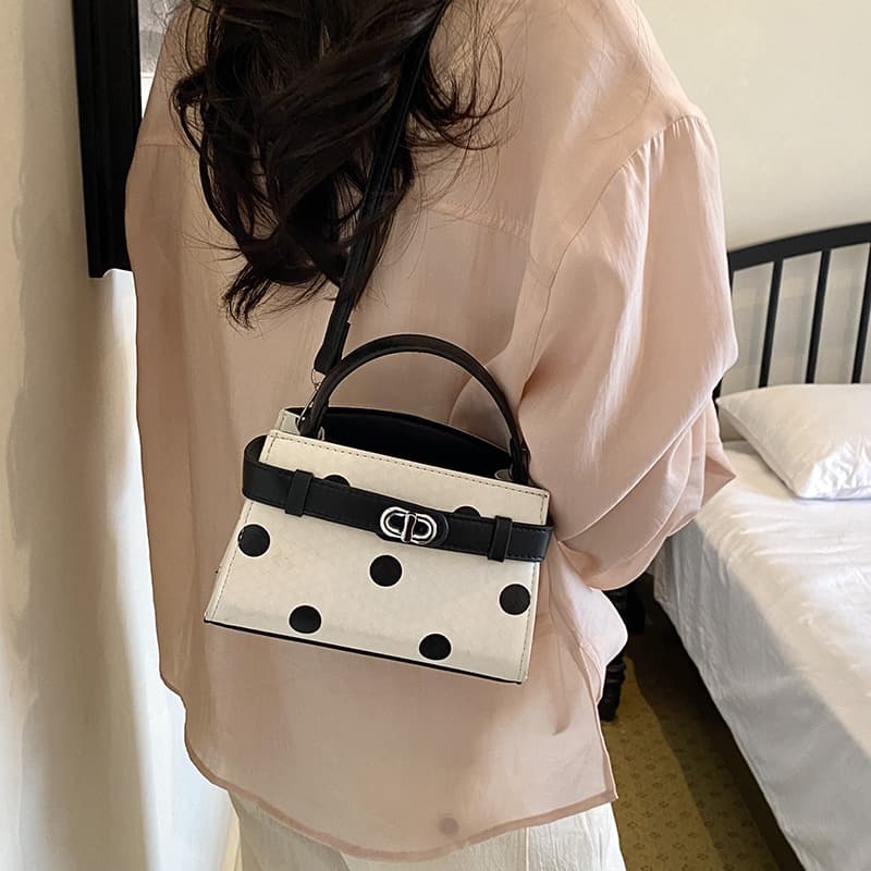 Korean Woven Polka Dot Mini Kelly Bag 2026 New Premium Handbag for Women Versatile Shoulder Crossbody Bag