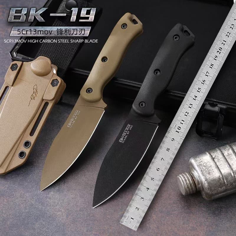 Cross-border Hot Selling In Stock Outdoor Survival Knife Self-defense Straight Knife High Hardness Full Tang Steel BK-19 Portable Straight Knife