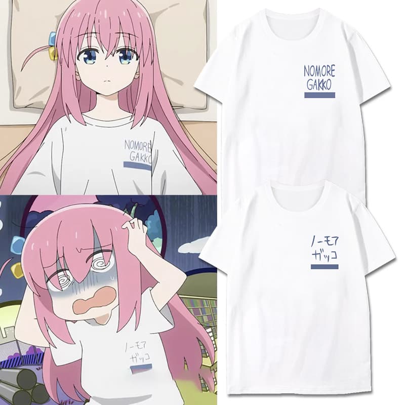 Bocchi the Rock! T-shirt Hitori Gotoh Cosplay Japanese Anime 2D Pure Cotton Short Sleeve Kessoku Band T-shirt
