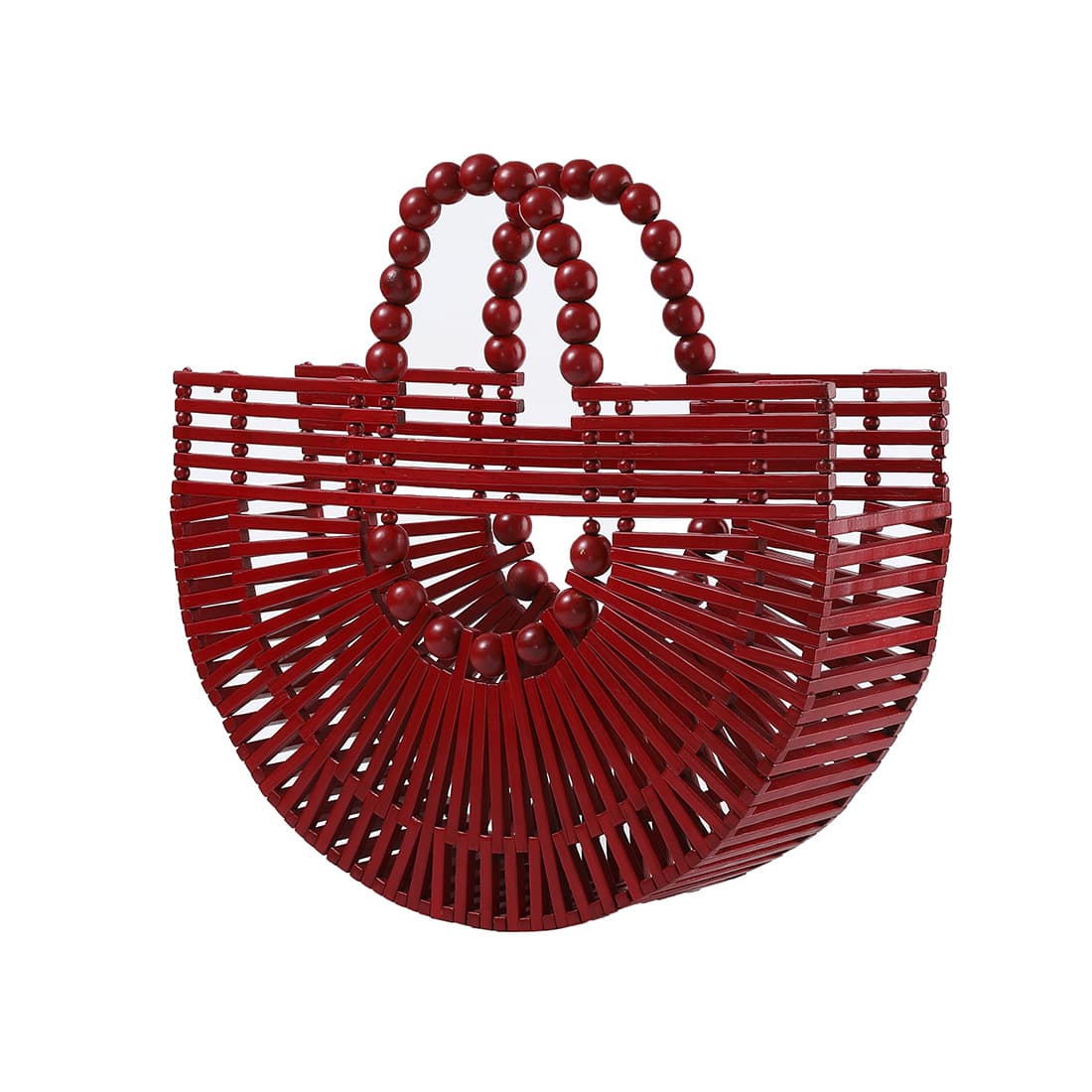 Bamboo Beach Bag, Bamboo Bag, Wooden Bead Handle Bamboo Bag Travel Companion Unique Eco-Friendly