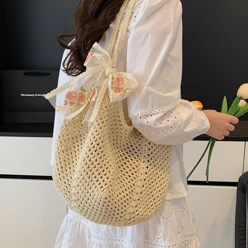 Large Capacity Tote Bag Woven Bag Summer Shoulder Bag Women's Handmade Woven Bag New Vacation Beach Bag