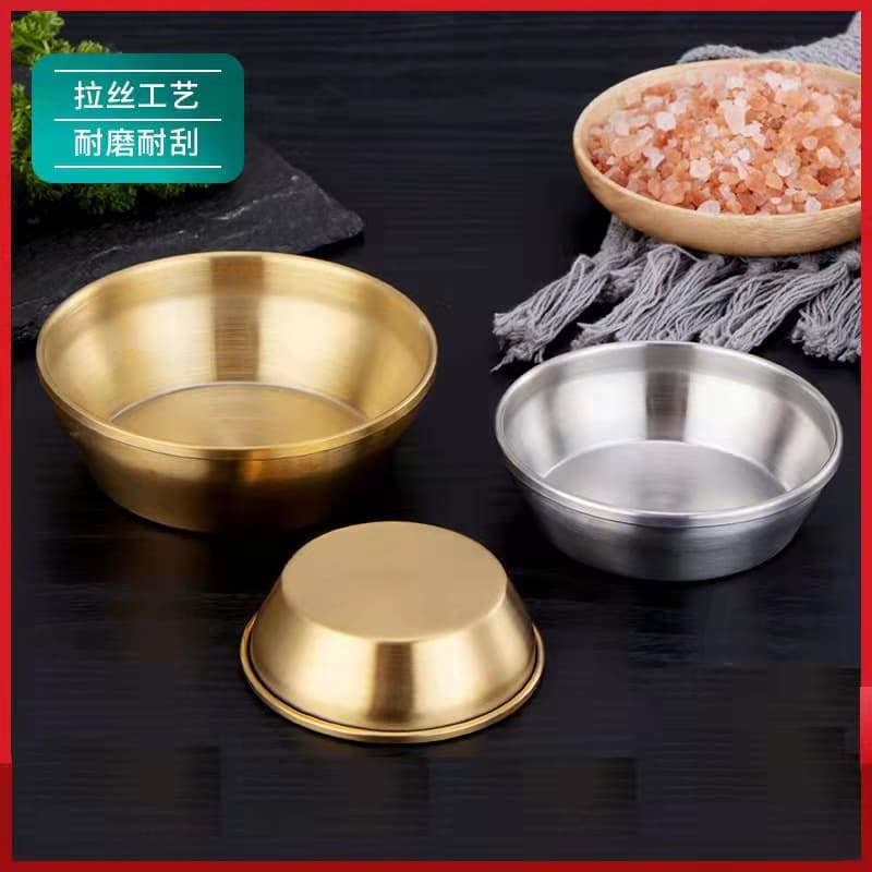 Thickened 304 Stainless Steel Korean-Style Serving Dish, Hotel Hot Pot Pickle Seasoning Dish, Sauce Bowl, Soy Sauce Plate