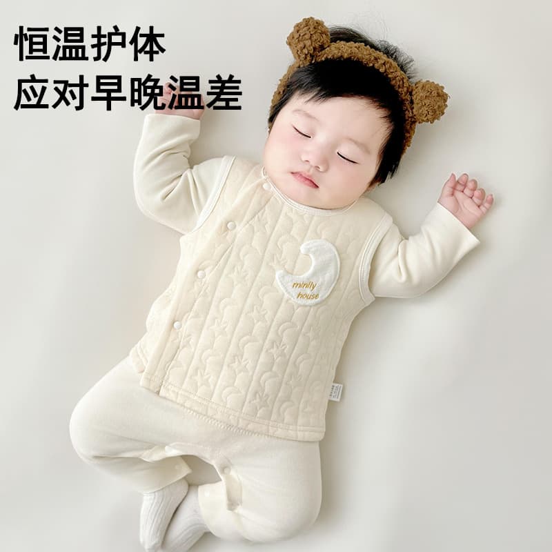 Infant Vest for Spring, Autumn, and Winter Outdoor Wear, Thermal Cotton Vest Pure Cotton Boys Vest Cotton-Lined Newborn Vest Girls