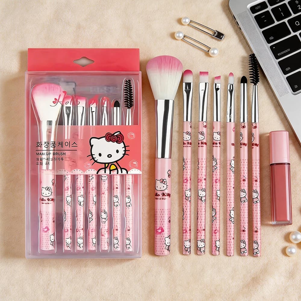 Hello Kitty Makeup Brush Set 7 Pieces Cute Cartoon Beauty Tools Kitty Eyeshadow Brushes