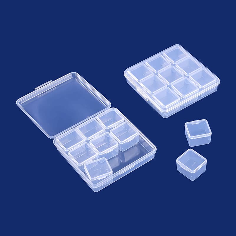 9-grid jewelry storage box pp transparent organizer box for nail art jewelry anti-oxidation plastic sealed box separated packaging box