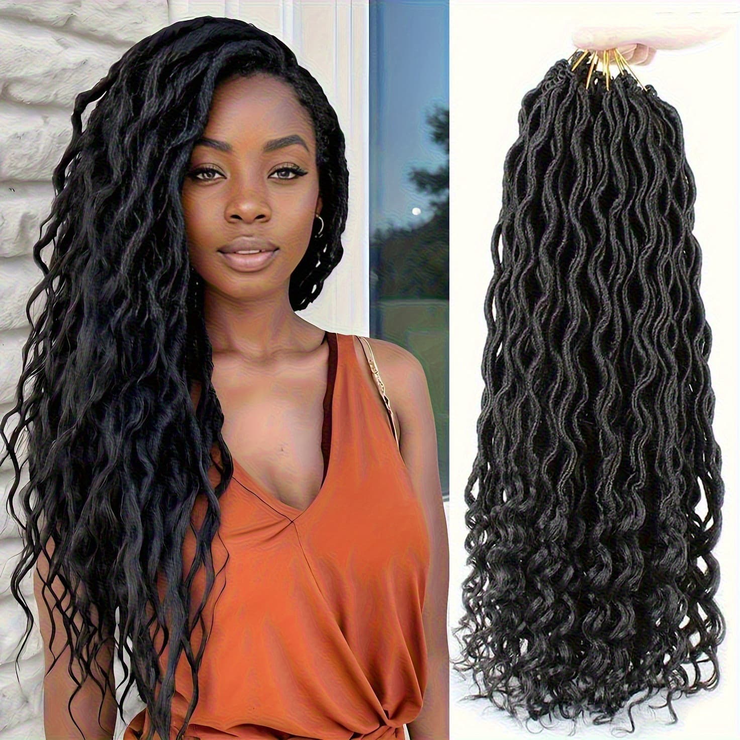 Goddess Curly Faux Locs Hollow Tube Curly African Dreadlocks European and American Hair