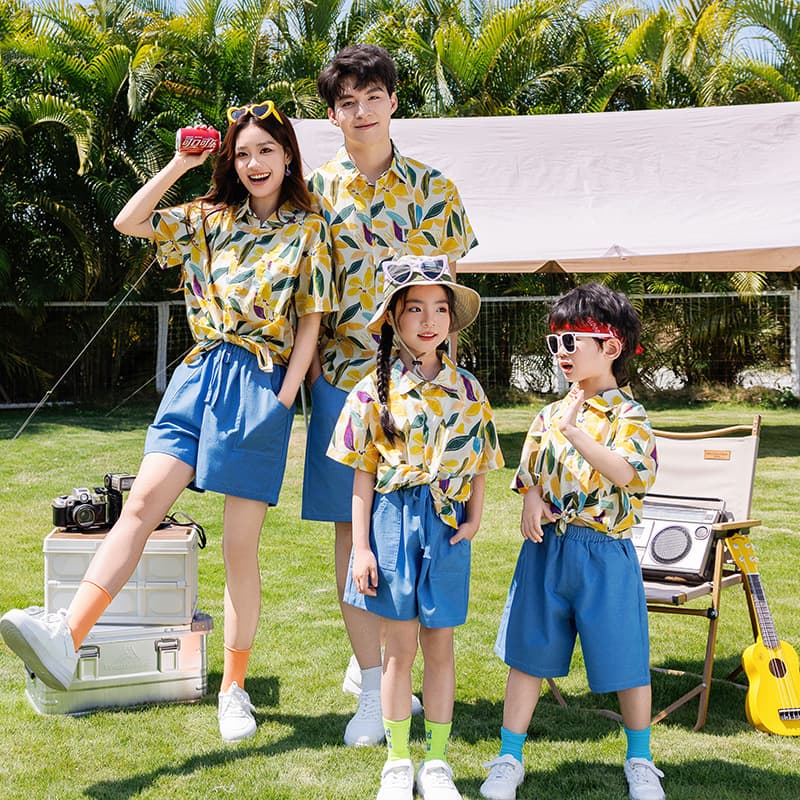 Family Matching Summer Outfits for 3 or 4, Mother-Child and Father-Child Sets, Premium Family Vacation Wear