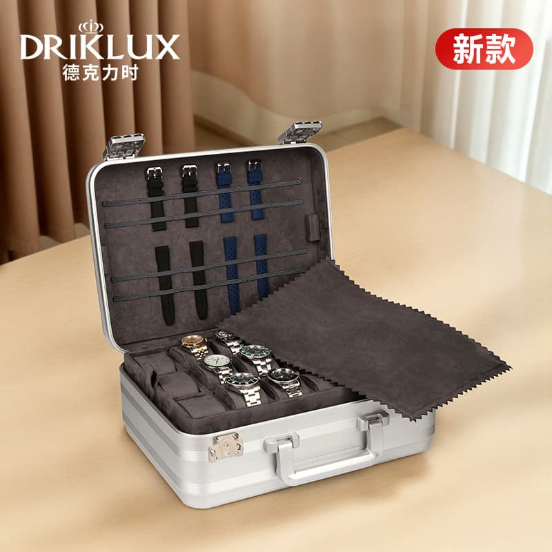 In Stock 36-Slot Watch Storage Case with Lock Aluminum Alloy Watch Box Business Display Watch Carrying Case Wholesale Custom