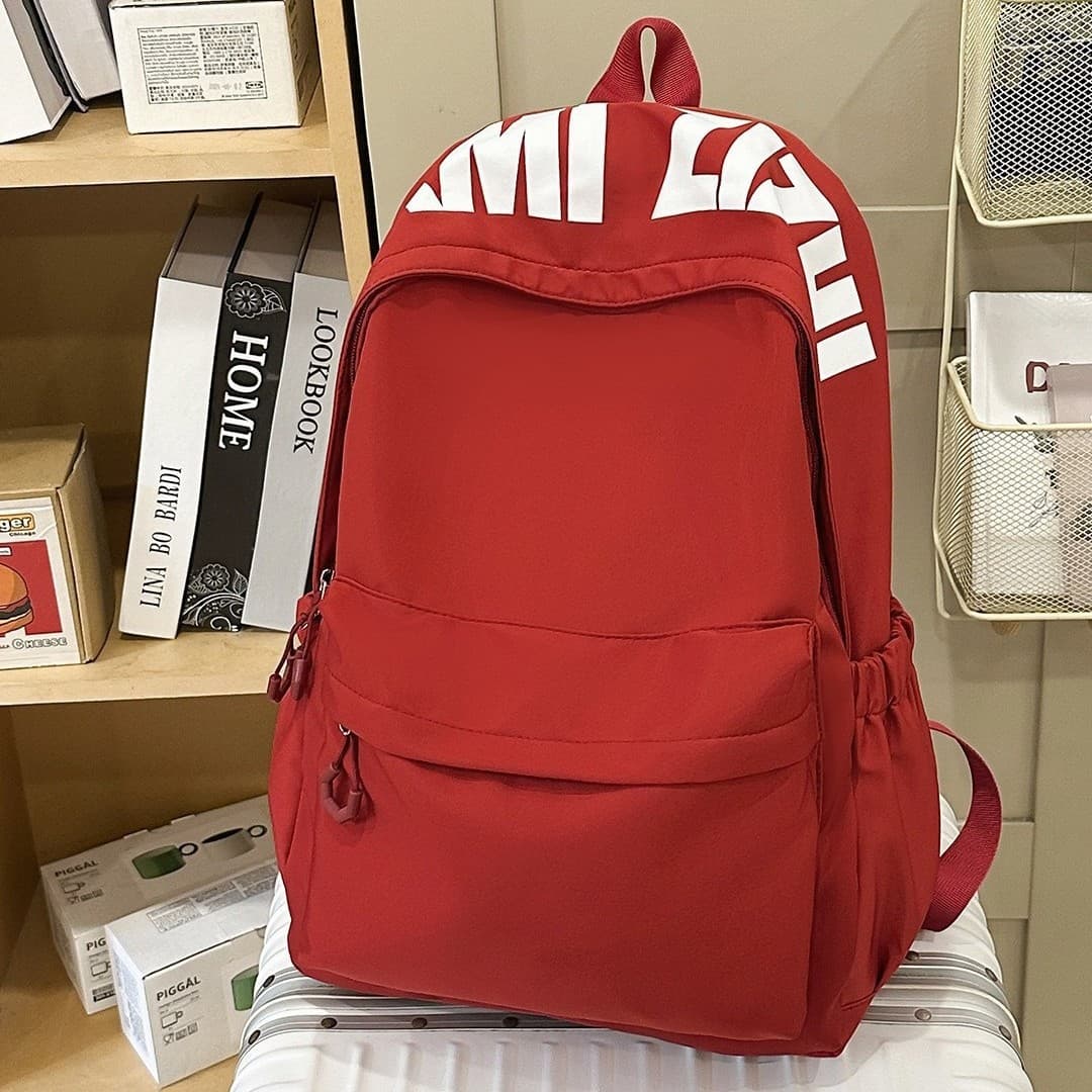 Korean Style Large Capacity Backpack for Women, Middle and High School Students, Casual Letter Travel Backpack, Versatile Laptop Bag