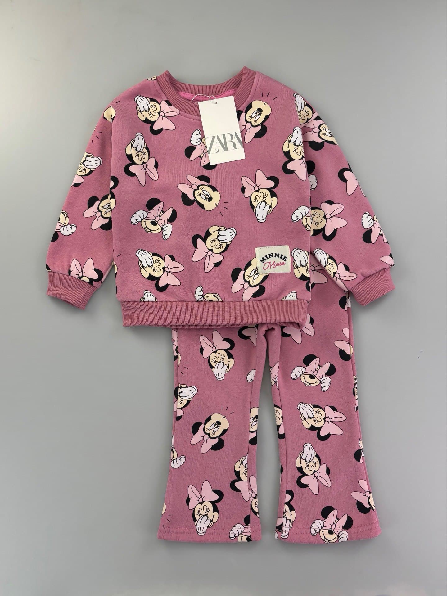 Kids' Girls' Cross-Border Wholesale Fall/Winter Hot Selling Cartoon Print Mid-Child Pullover Hoodie and Pants Set