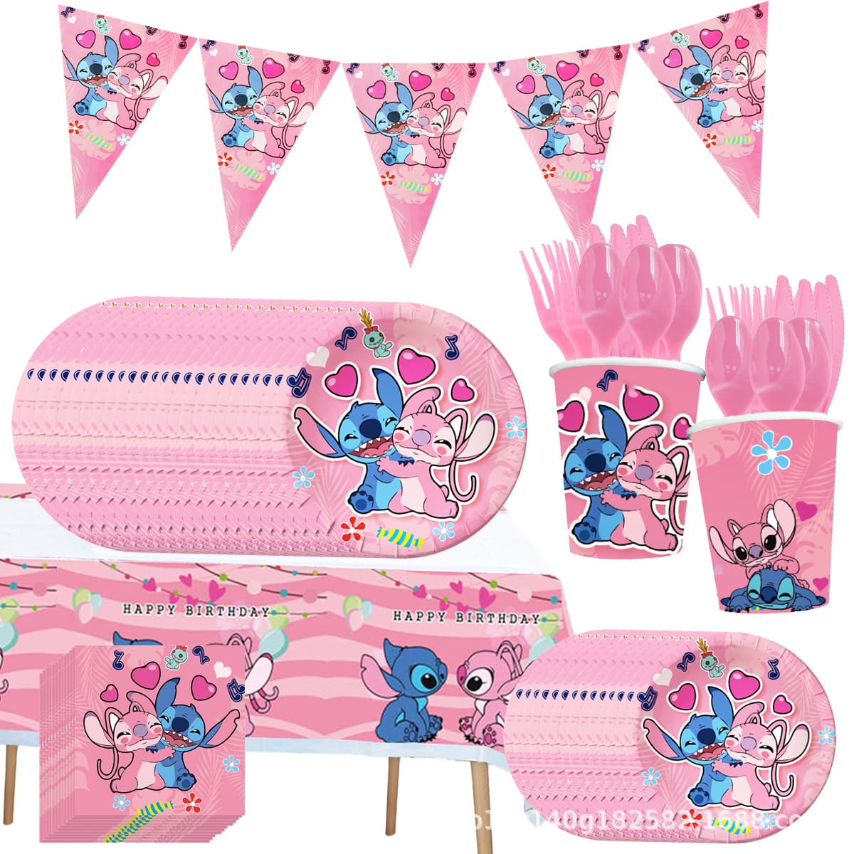 Pink Stig Birthday Party Decoration Cute Baby Party Supplies Paper Tray Paper Towel Paper Cup Tablecloth Candy Box