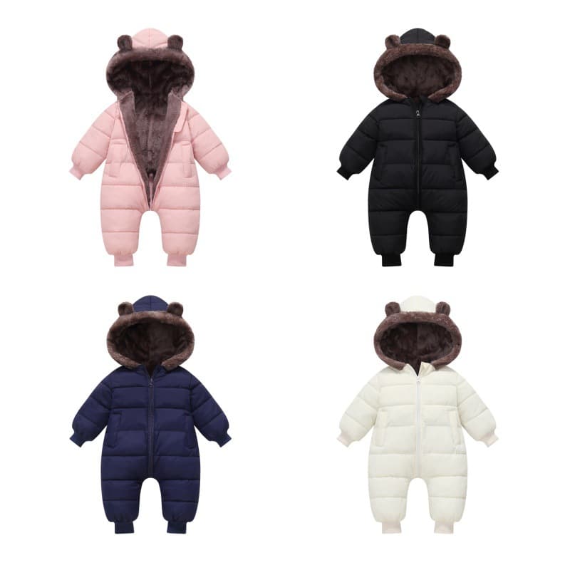 Foreign trade children's clothing, baby jumpsuit, winter plus velvet to keep warm when going out, baby romper, bodysuit, infant cotton coat, winter clothing