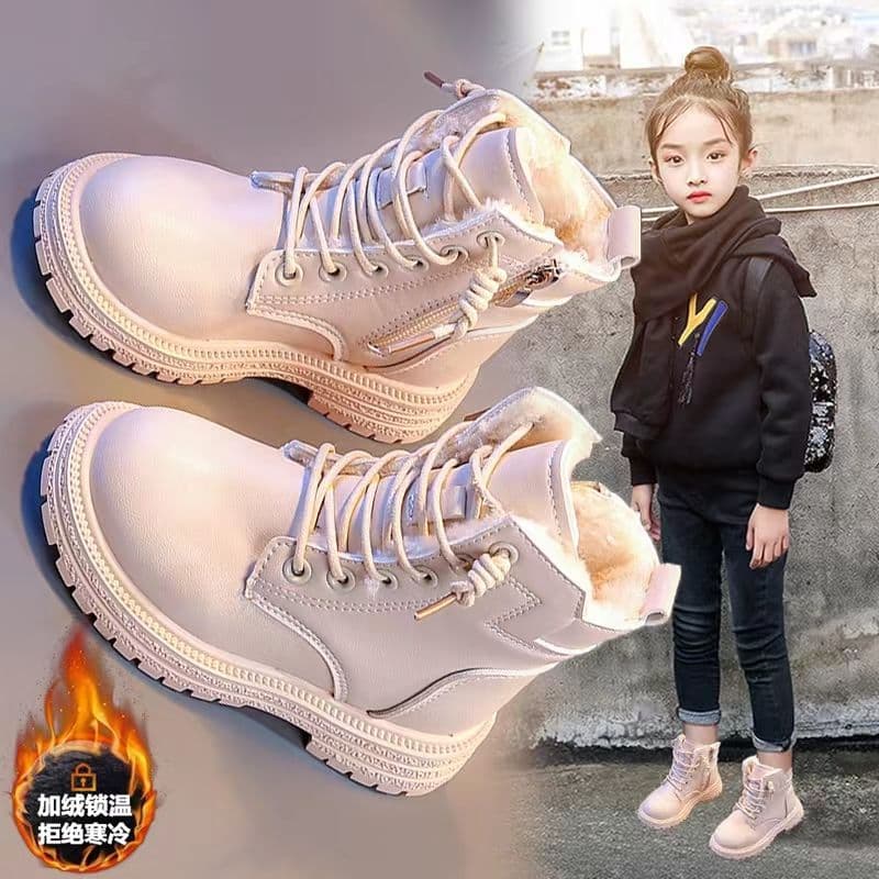 Girls' Shoes Martin Boots 2025 Autumn and Winter New Children's Short Boots Little Girls' Velvet Thickened Large Cotton Fried Street Boots