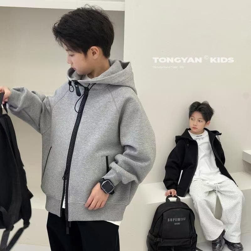 Boys' Hooded Zip-Up Sweatshirt Jacket 2026 Spring/Fall New Style Kids' Cardigan Coat for Middle and Older Children Autumn Top
