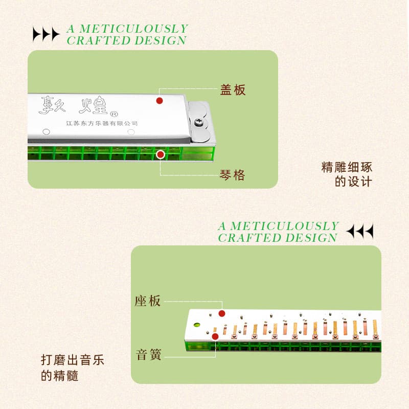 Dunhuang 24-hole polyphony, green grid, D key, beginner, adult major, cross-border e-commerce