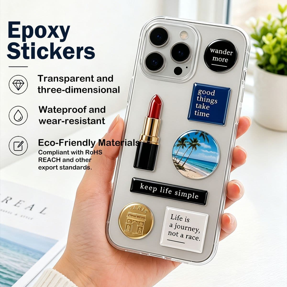 3D Sticker Cartoon Crystal Epoxy Sticker Custom Waterproof Sticker Cross-border Phone Case Computer Decoration Sticker