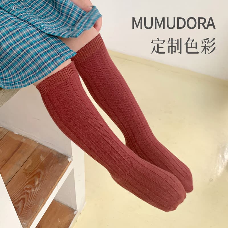 Children's Socks Boys Girls Solid Color Mid-Calf Socks Baby Stacking Socks Princess Cotton Socks Wide Stripe Baby Seamless Socks