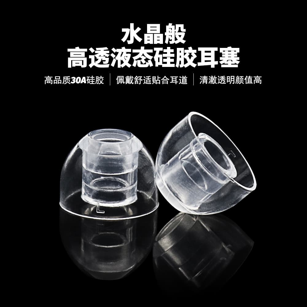 30A High-Transparency Liquid Silicone Ear Tips, Eco-Friendly, Soft, Skin-Friendly, Suitable for In-Ear Headphones, S/M/L Sizes Available