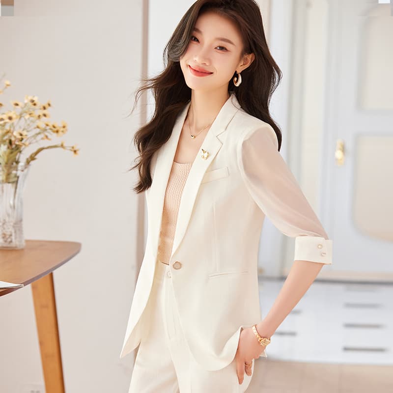 White Blazer for Women Summer Lightweight Fashion Casual Elegant Professional Suit High-End Petite Blazer Set