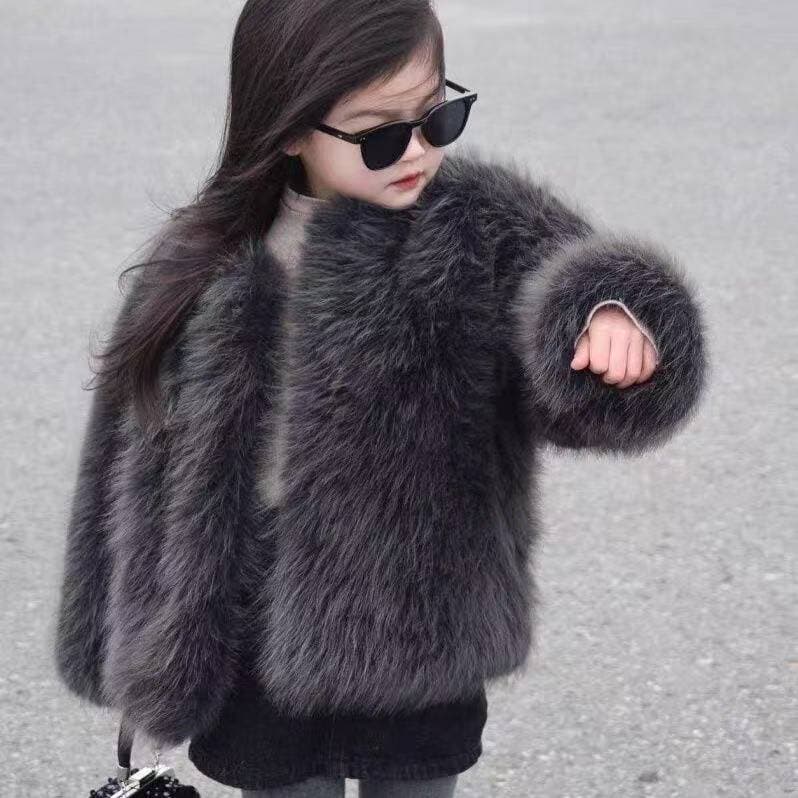 2025 Autumn/Winter New Eco-Friendly Fox Fur-like Coat, Fashionable and Versatile Short Fuzzy Jacket for Girls