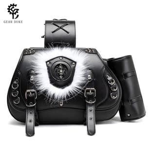 Cross-border Hot Selling Harley Motorcycle Modified Accessories PU Leather Waterproof Side Box Bag Chopper Cruiser Side Bag Hanging Bag