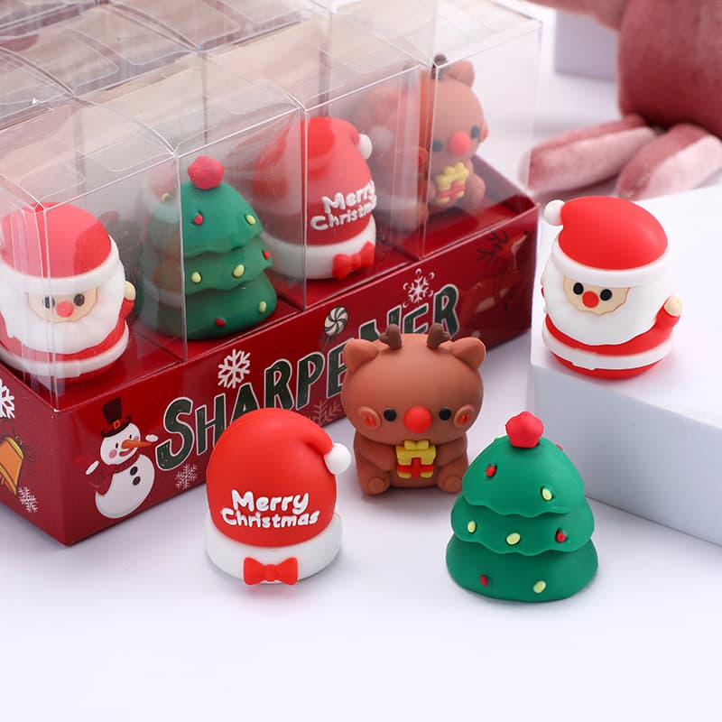 Christmas Cartoon Reindeer Pencil Sharpener, Portable Manual Pencil Sharpener for Elementary School Students and Children.