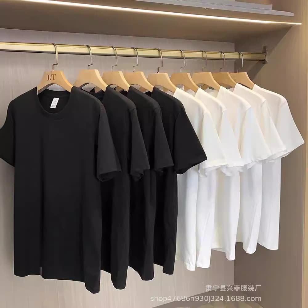 Summer Men's T-Shirt 180g Round Neck Combed Cotton Short-Sleeve T-Shirt, White Unisex Clothing, Cultural Advertising Shirt Wholesale
