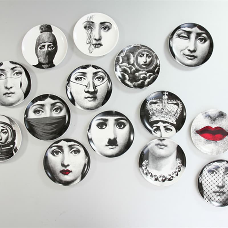 Italian Face Series Decorative Wall Plate, Ceramic Art Hanging Plate for Living Room Decor, Western Dining Plate 6 Inch