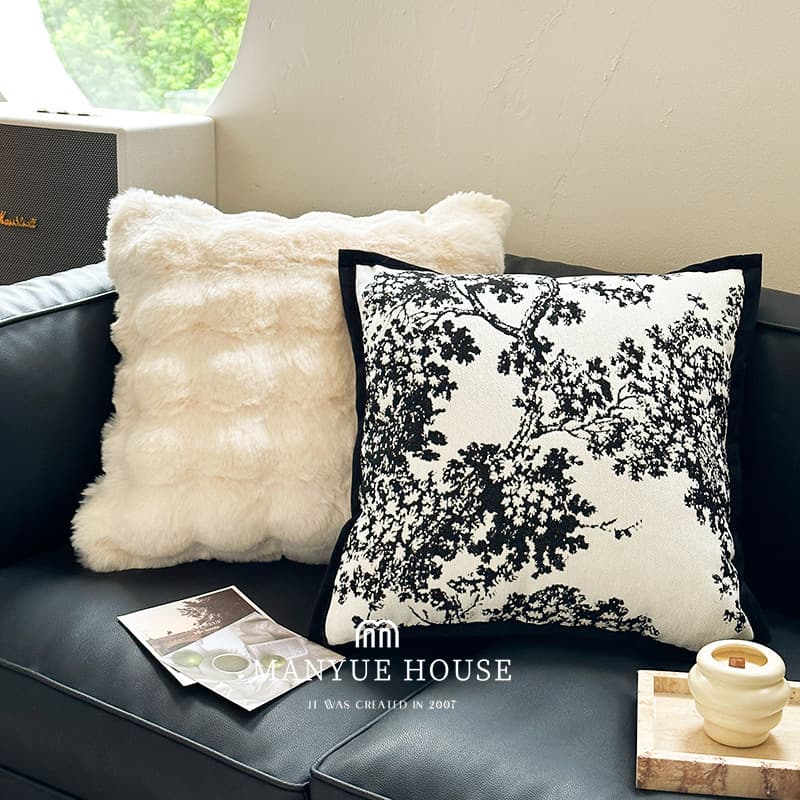 French style small fragrance pillow cover Nordic style living room cushion waist pillow living room soft plush pillow cushion cover