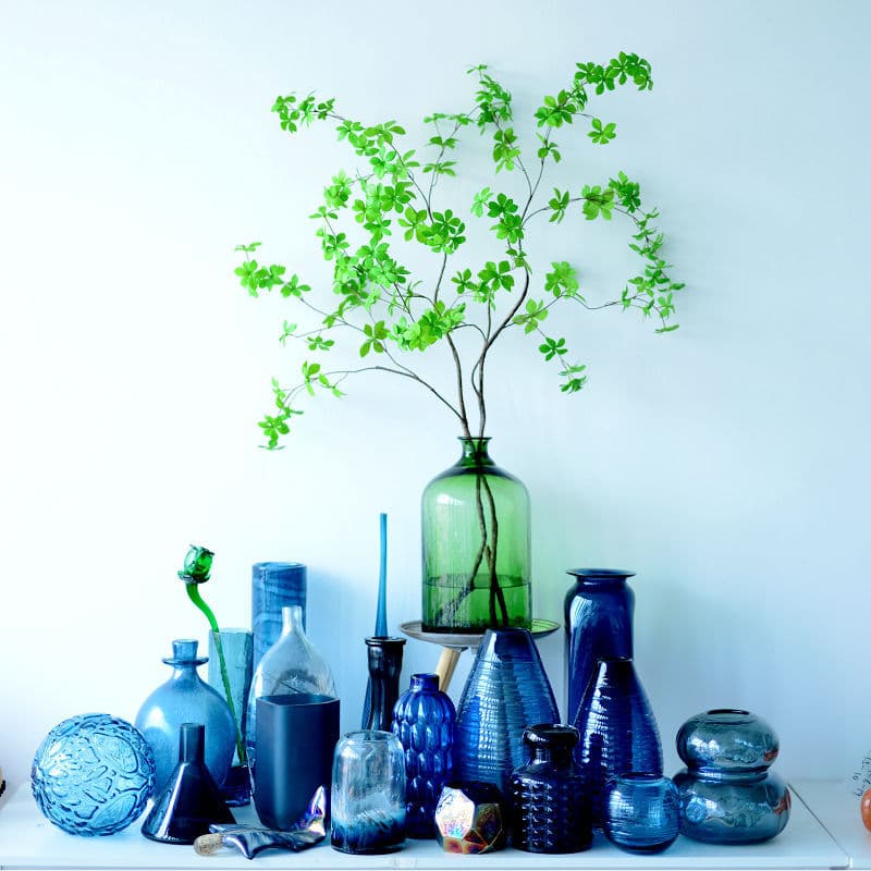 Blue Series Handmade Glass Vase Living Room Decorative Vase Oval Glass Vessel Home Craft Vase