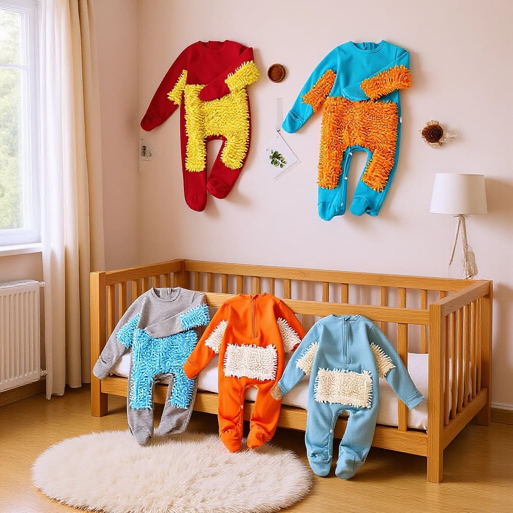 Baby Onesie Crawling Suit Mop Suit Floor Cleaning Anti-Dirty Crawling Bodysuit