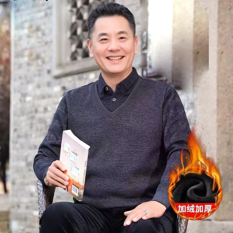 New Men's Fleece-Lined Thermal Vest Top for Middle-Aged and Elderly, Father's Outfit, Ages 40-60, Base Layer Warm Clothing