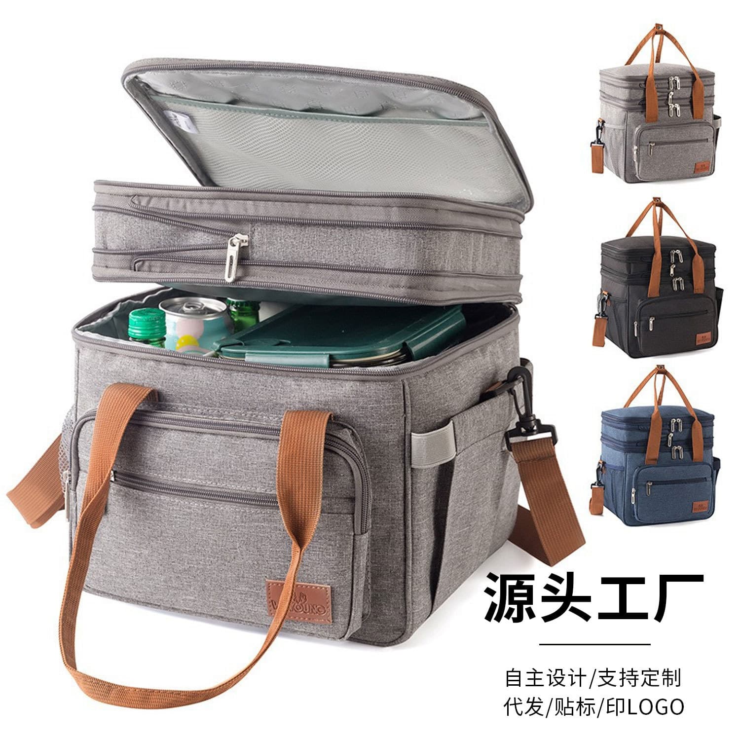 Cross-border Foldable Food Insulation Box Lunch Box Fresh Keeping Outdoor Camping Picnic Bag Thickened Aluminum Foil Large Capacity