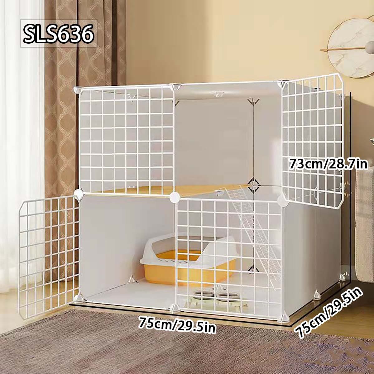 Cat Cage Indoor Cat Cabinet Small Cat Villa Large Free Space with Toilet Integrated Two-Story Cat House
