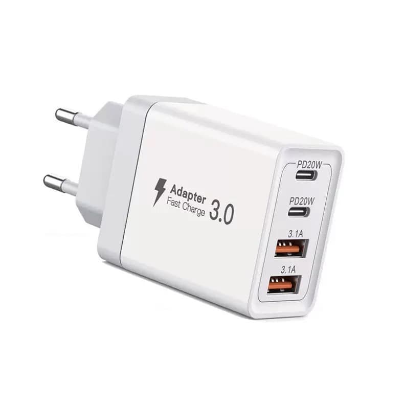 Amazon Best Seller EU Certified 55W Multi-Port USB Phone Charger Dual PD20W Dual USB 3.1A Charging Head