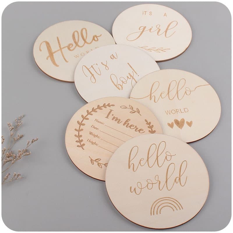 Baby supplies wooden milestone cards handmade teethers newborn photography props souvenir accessories