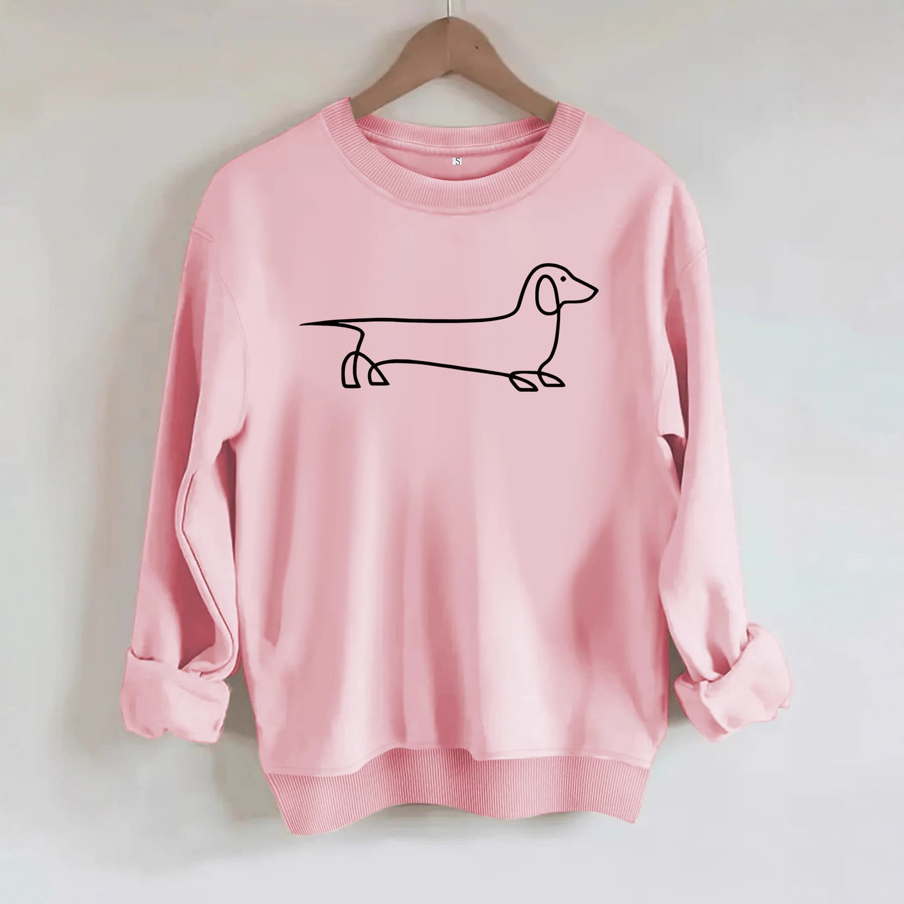 Amazon New Dachshund Pattern Printed Crewneck Sweatshirt Women eBay European American Casual Long Sleeve In Stock