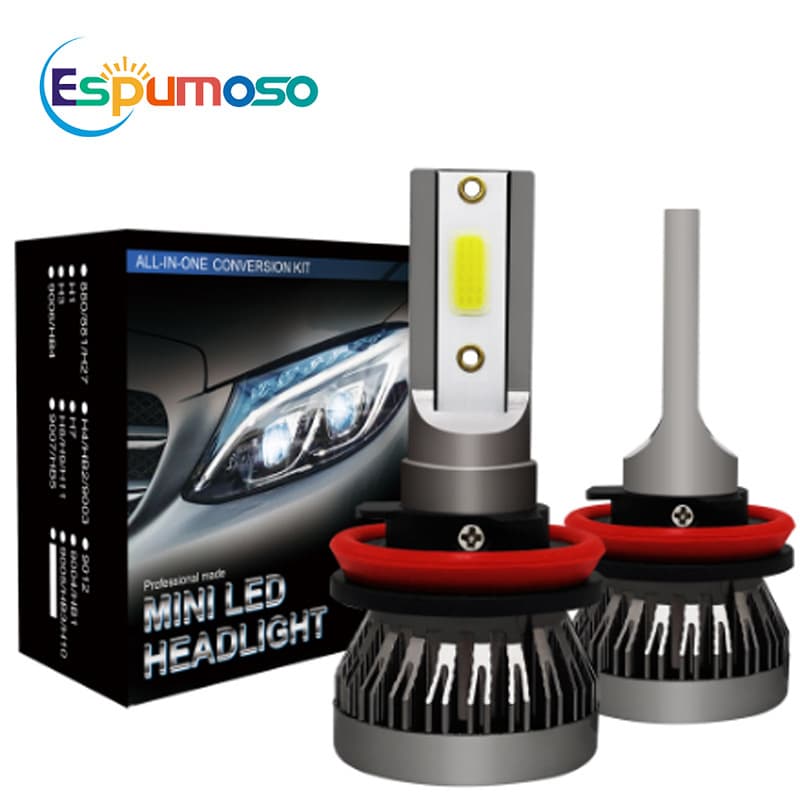 Mini Car LED Headlights Fanless Integrated H1 H4 H7 H11 Fog Lights Universal Vehicle One Piece Aluminum Alloy Lighting