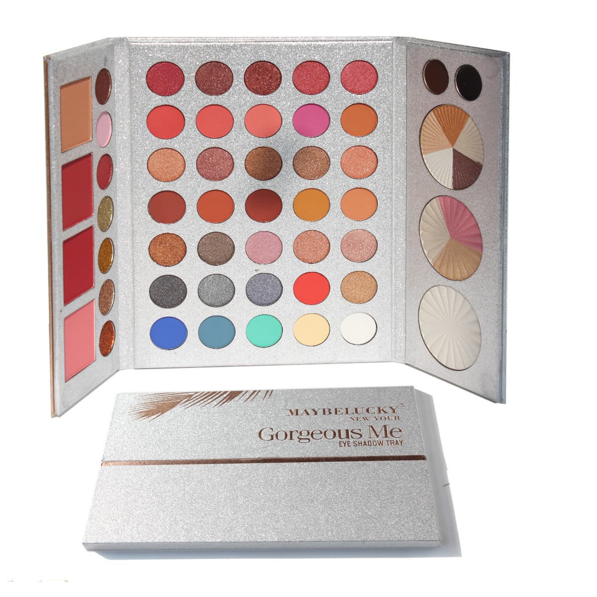 Cross-border foreign trade eye shadow palette set glitter eye shadow 3-layer folding multi-color highlight contour palette blush palette all-in-one color