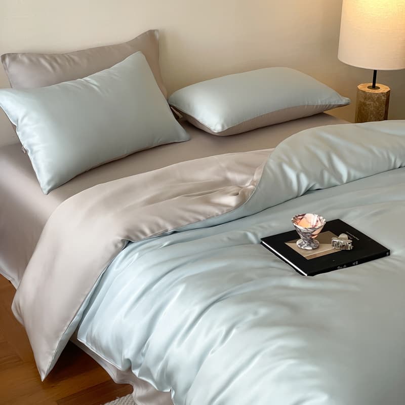 2026 Luxury Class A Double-Sided 100% Tencel Lyocell 4-Piece Bedding Set Summer Silky Smooth Ice Silk Fitted Sheet and Duvet Cover