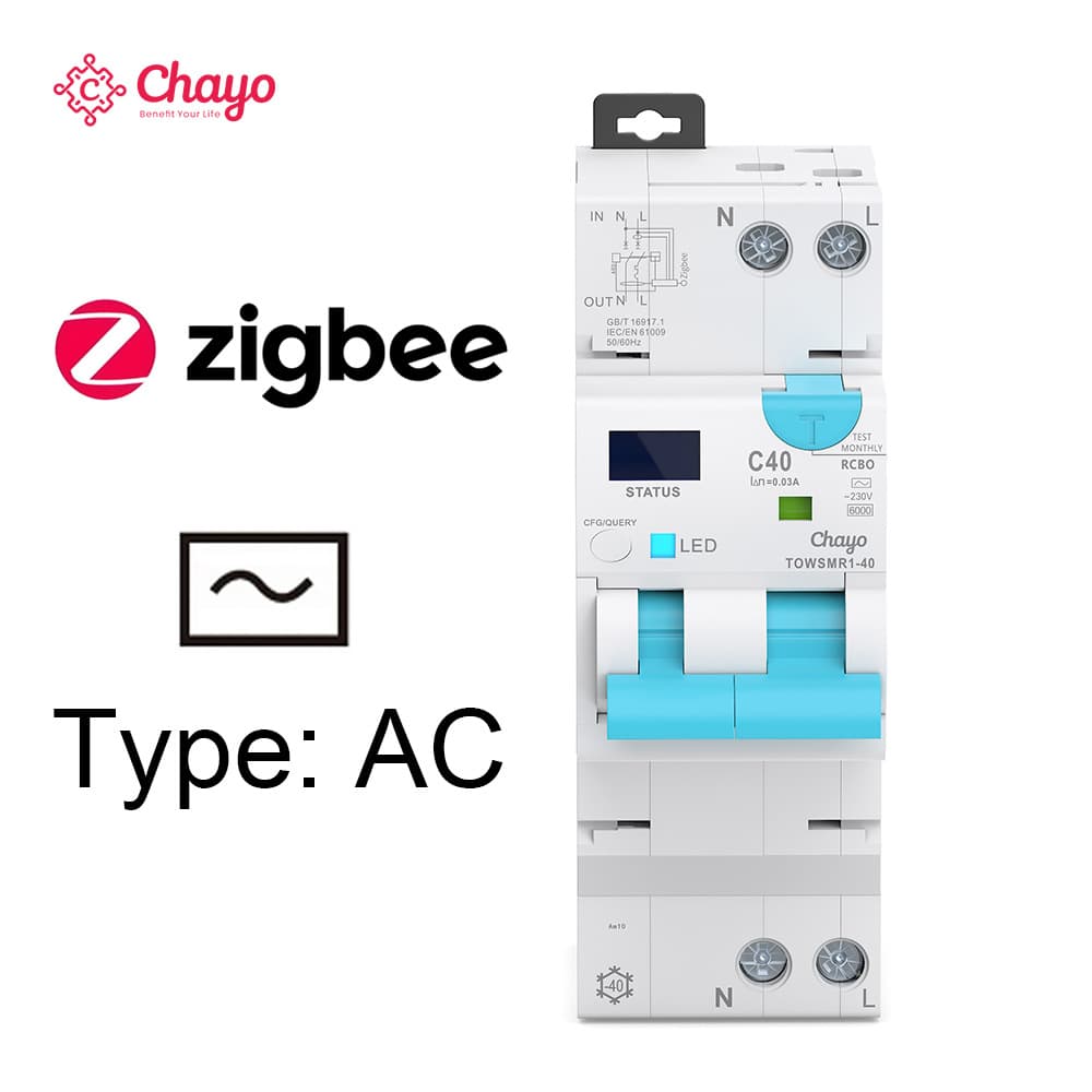 AC Type Tuya ZigBee Smart Circuit Breaker Air Switch Leakage Protection Remote Control Switch RCBO for Cross-Border