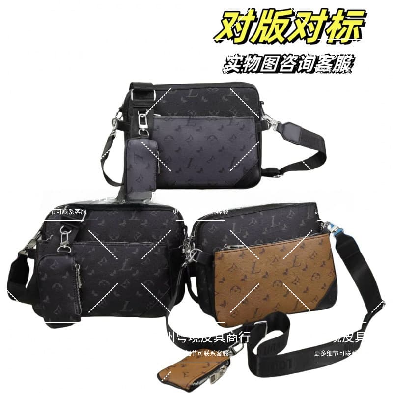 Donkey Classic Monogram Three-in-One Messenger Bag Luxury Business Shoulder Crossbody Bag Cross-border Trade Handheld Leather Bag for Men