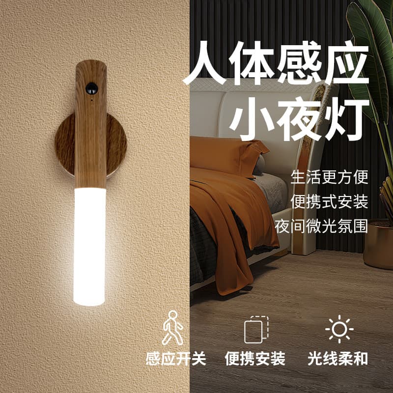Cross-Border New Product Human Body Sensor Night Light Bedroom Creative Wall Lamp Bedside Staircase Walkway Entrance Small Sensor Night Light