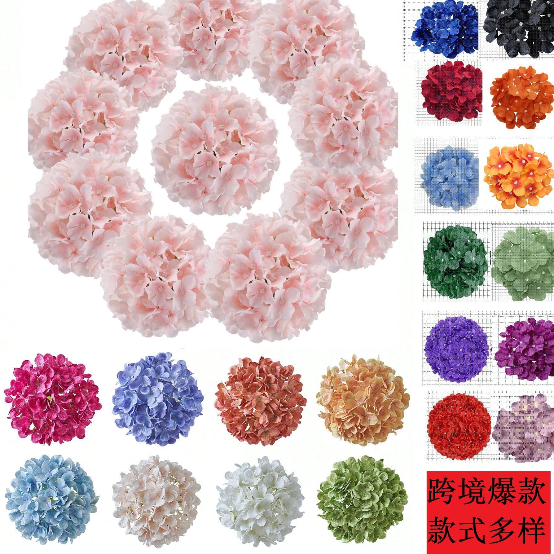 Artificial Hydrangea Silk Bouquet for Home Decoration, Bridal Bouquet, Wedding Flowers