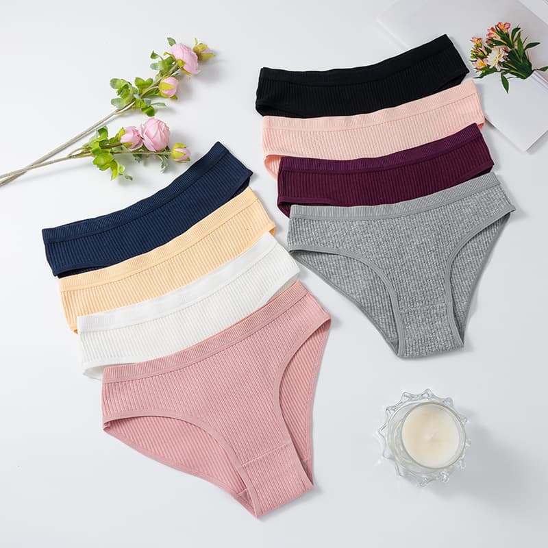 Cross-border foreign trade wholesale women's cotton briefs threaded multi-color bikini breathable butt-lifting low-waist underwear for women